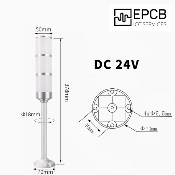 Đèn LED 3 màu cảnh báo kho xưởng 12V 24V