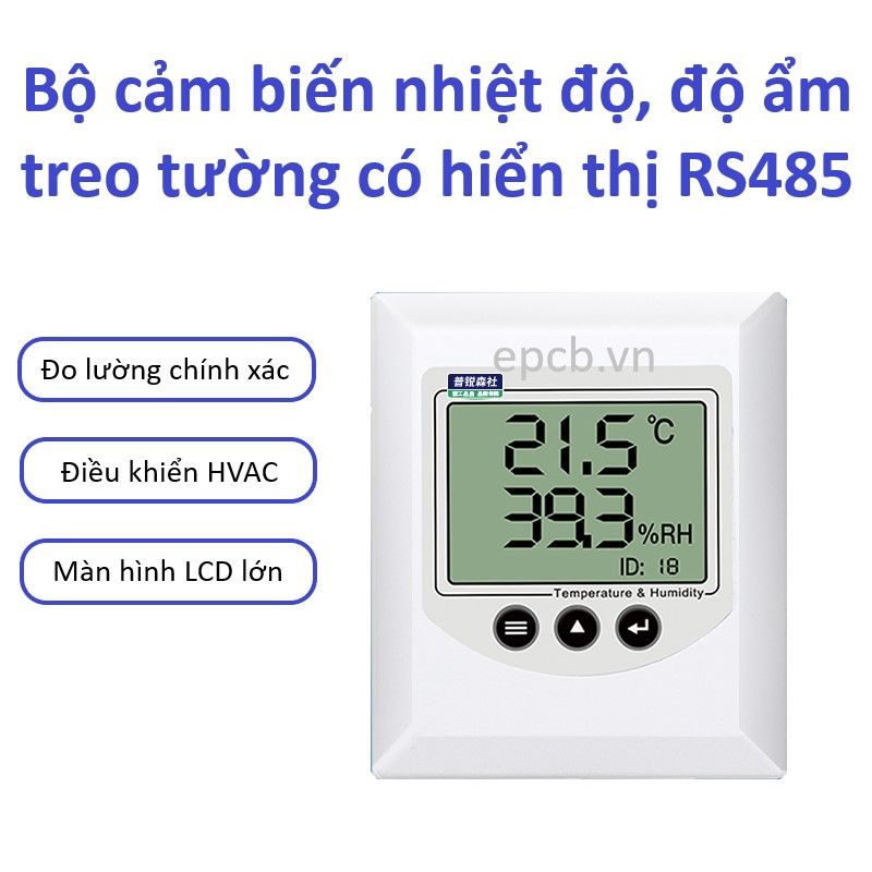 Bộ cảm biến nhiệt độ độ ẩm treo tường có hiển thị RS485 ES-TH-LCD-03