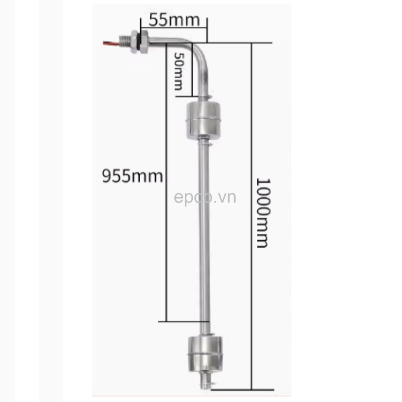 Phao điện báo mức thép không gỉ 110V 220V - Phao cong đôi