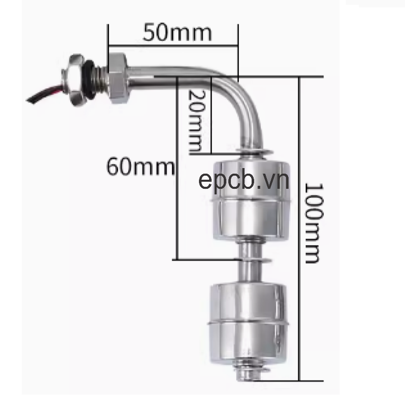 Phao điện báo mức thép không gỉ 110V 220V - Phao cong đôi