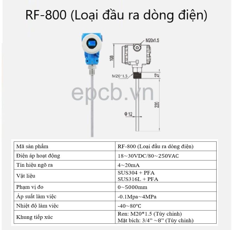 Thiết bị cảm biến đo mức điện dung ES-RF-ALS