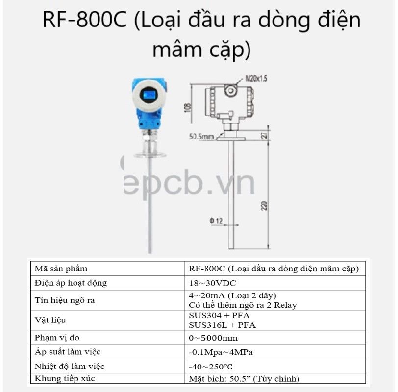 Thiết bị cảm biến đo mức điện dung ES-RF-ALS