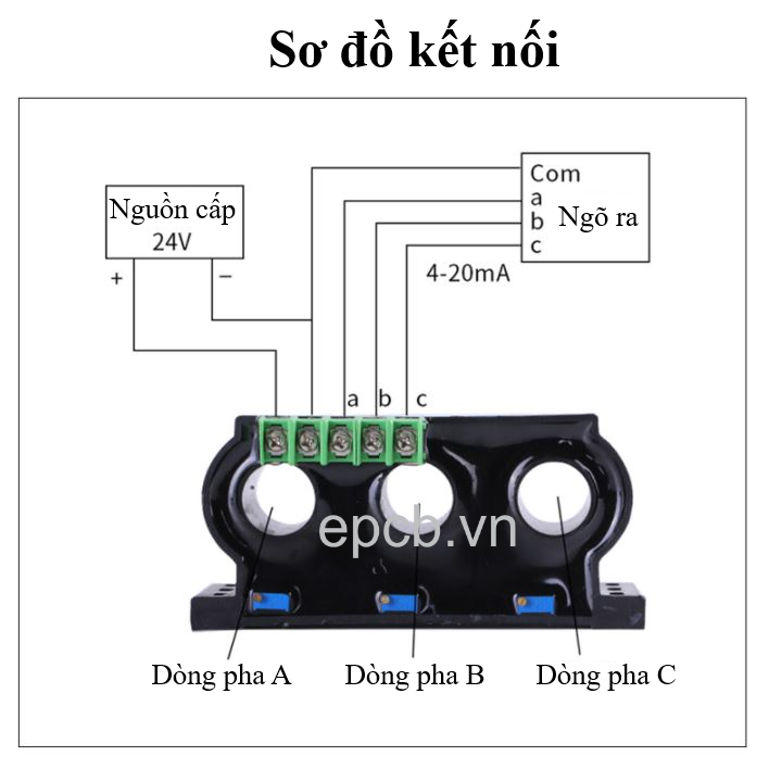 Bộ đo dòng xoay chiều ba pha AC ngõ ra 4-20mA | 0-10V