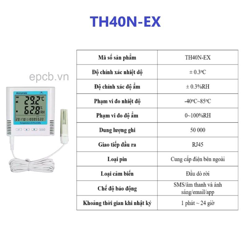 Thiết bị đo nhiệt độ độ ẩm kết nối mạng LAN RJ45 TH40N-E