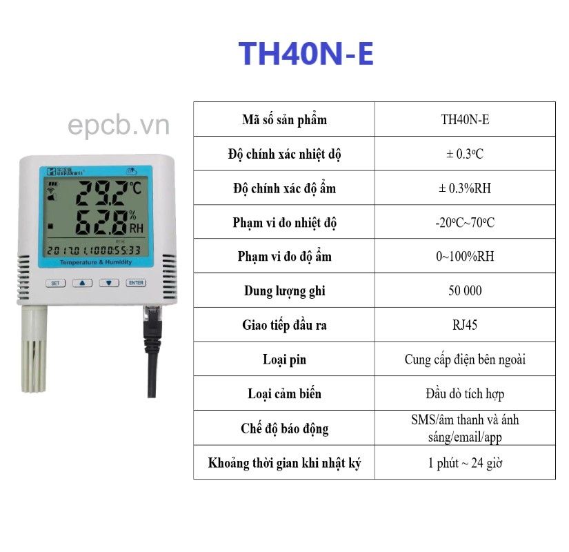 Thiết bị đo nhiệt độ độ ẩm kết nối mạng LAN RJ45 TH40N-E