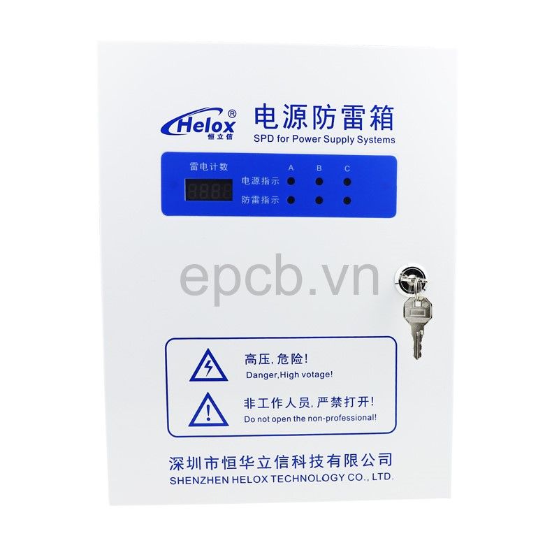 Tủ điện chống sét lan truyền 3 pha 380V 80kA tích hợp bộ đếm sét HM3-80-BD