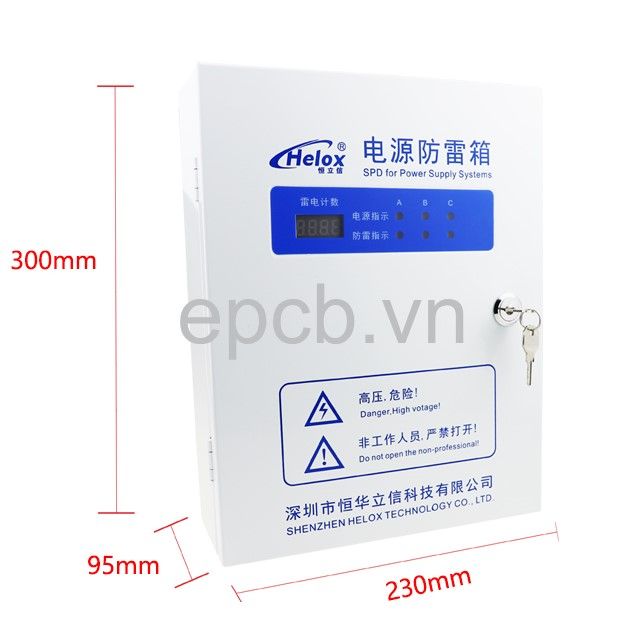 Tủ điện chống sét lan truyền 3 pha 380V 80kA tích hợp bộ đếm sét HM3-80-BD