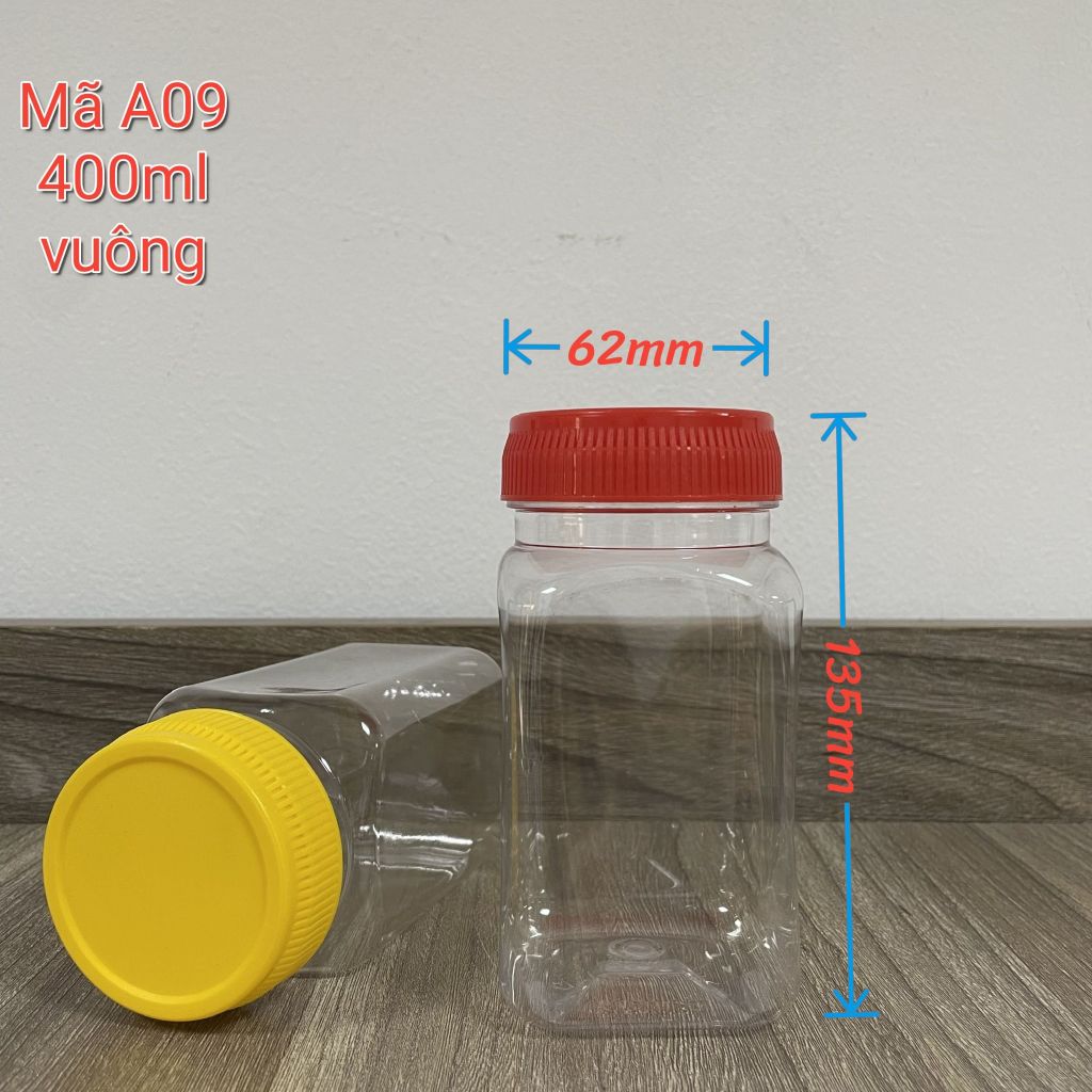 K1 - Mã A09 - Hũ Nhựa Vuông 400ml