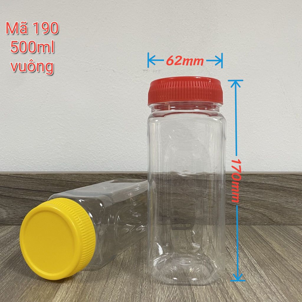 K3 - Mã 190 - Hũ Nhựa Vuông 500ml