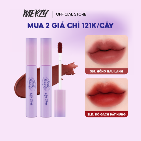 (Ver 2) Combo 2 Son Kem Lì Merzy Soft Touch Lip Tint