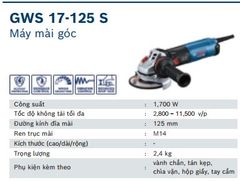 Máy mài góc Bosch GWS 17-125 S (Có chỉnh tốc)