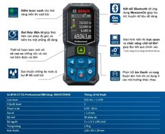 Máy đo khoảng cách laser tia xanh GLM 50-27 CG (kết nối Bluetooth)