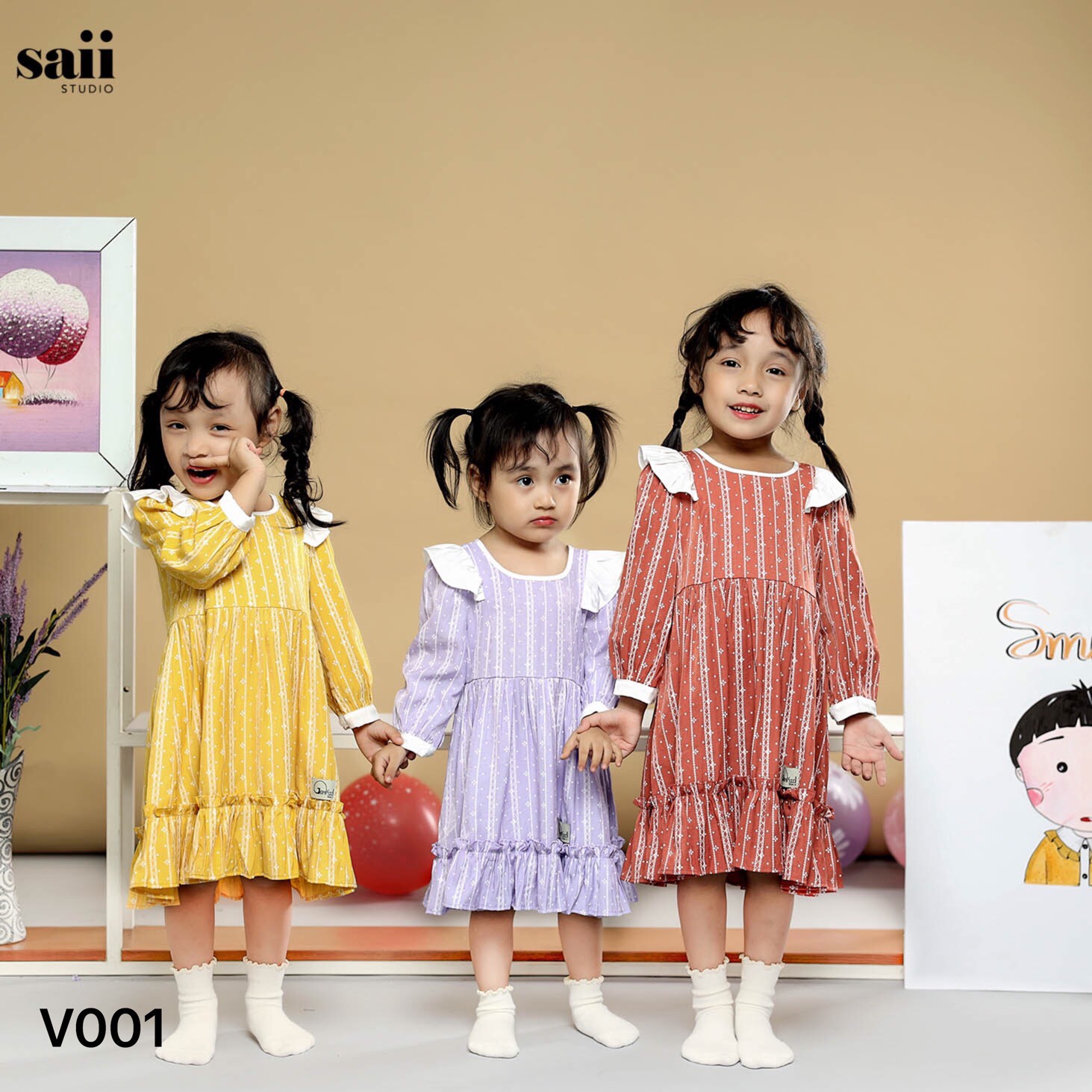 Váy Cổ Nơ Bèo Vai Trắng - SAK0720V001