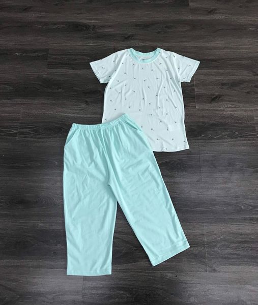 BỘ THUN COTTON LỬNG ÁO HOA PHỐI QUẦN