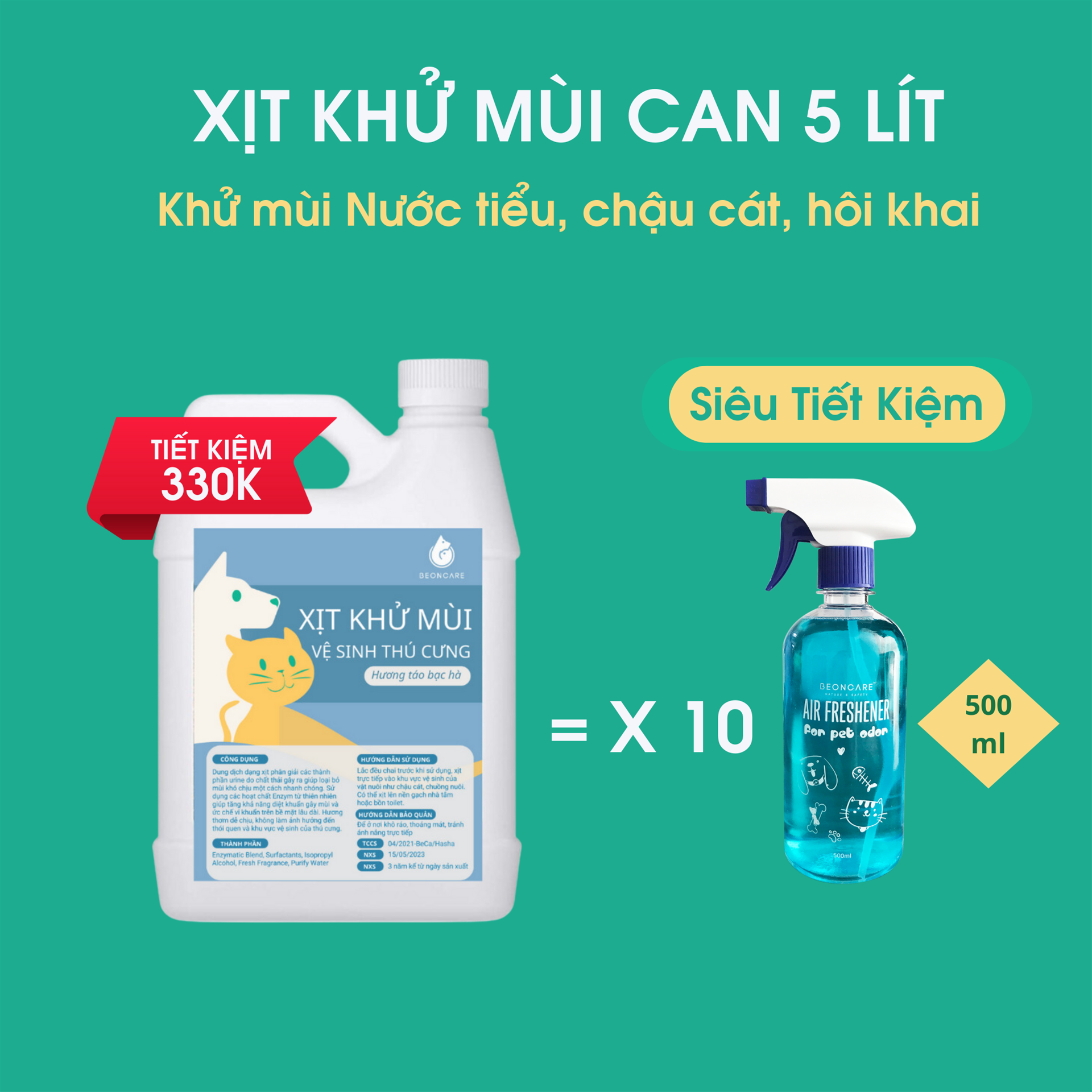 Xịt khử mùi vệ sinh Can 5L (Hương Táo Bạc Hà)