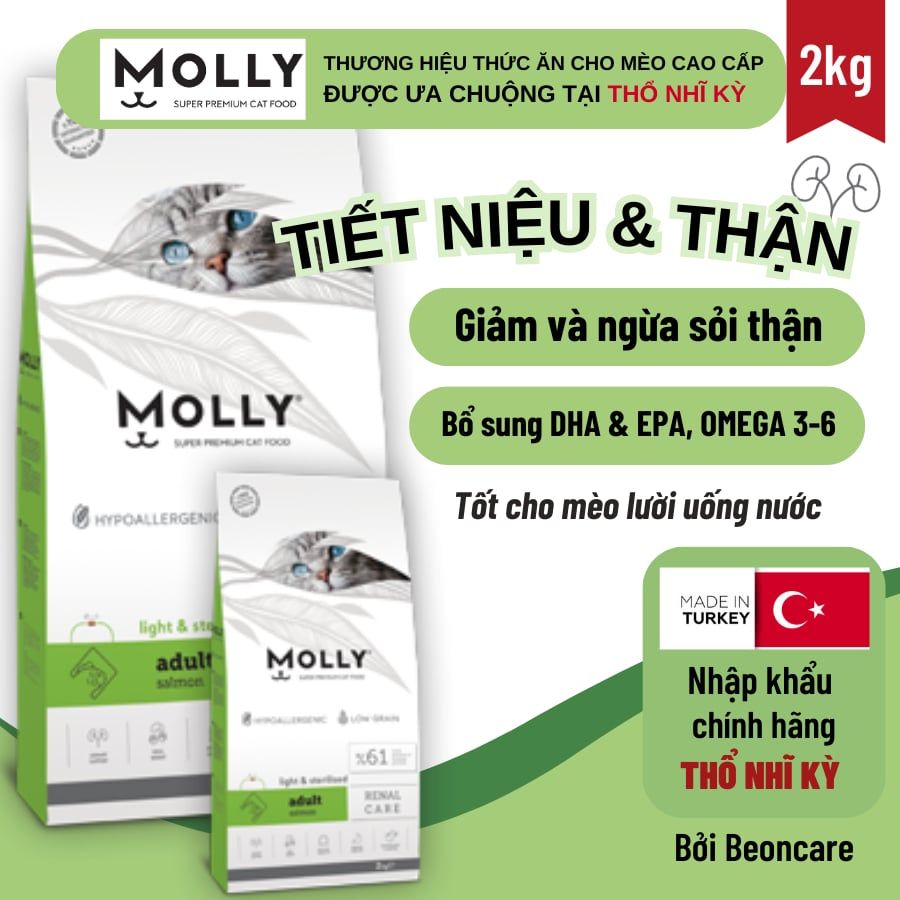 Hạt tiết niệu Molly 2kg giảm và ngừa sỏi thận, sỏi bàng quang, ngừa tiểu giắt ở mèo