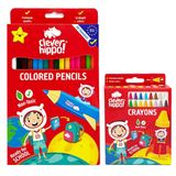 Combo Hộp 16 Bút Màu Sáp + Hộp 16 Bút Màu Chì Colorful - Clever Hippo CB161601