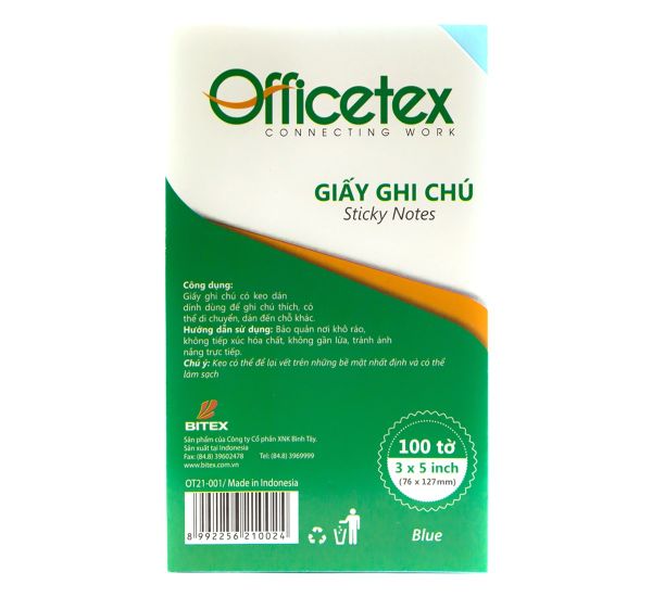 Giấy ghi chú 3x5 OT21-001 màu xanh dương