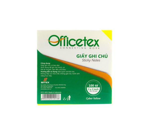 Giấy ghi chú 3x3 OT21-003 cyber màu vàng