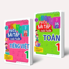 Combo 2 cuốn Phiếu Bài Tập Cuối Tuần Toán và Tiếng Việt 1