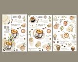 Sticker transfer trang trí tập sổ, vật dụng Gentle Coffee Diary