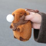 Móc khóa capybara chuột lang nước choàng khăn thổi bong bóng dễ thương