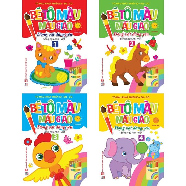 Bé Tô Màu Mẫu Giáo - Động Vật Đáng Yêu - Song Ngữ Anh - Việt (Cuốn lẻ)