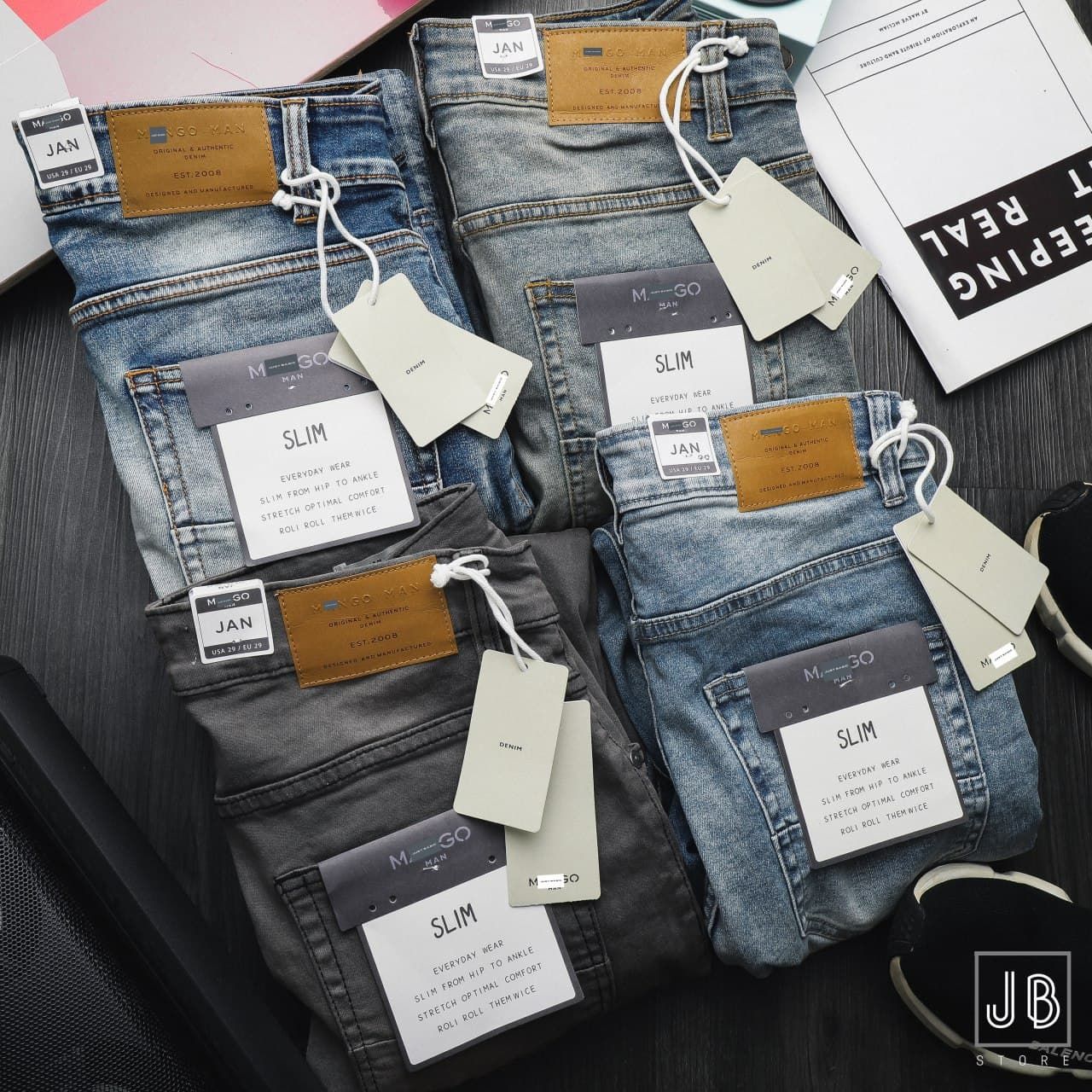 Quần Jean Mango /4M/ QJM3 - Xanh Xám