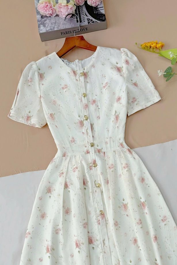 Váy Tiểu Thư Cổ Tròn Voan Nhật Phù Hợp Đi Chơi Thiết Kế TuTu Store Dành Cho Nữ - Mã D1063
