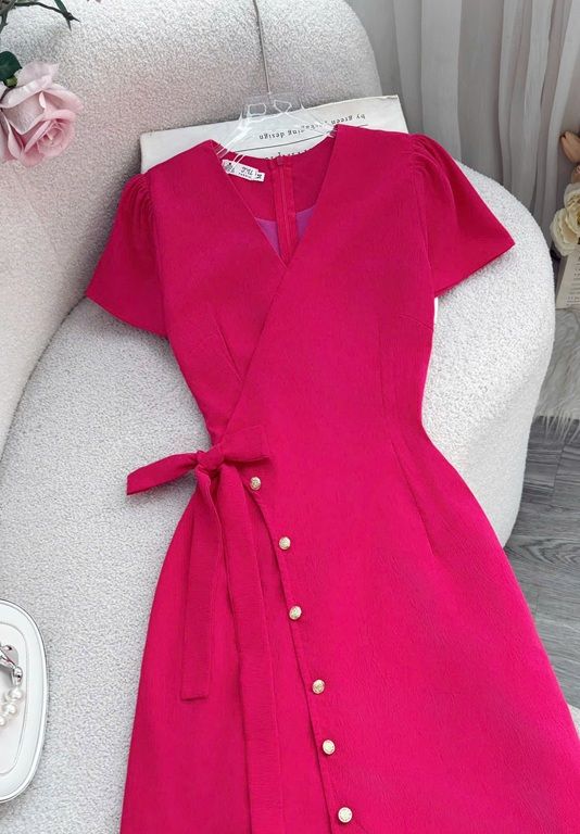 Váy Cotton Xốp Cổ V Phù Hợp Đi Làm Thiết Kế TuTu Store Dành Cho Nữ -Mã D1065