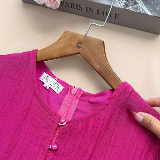 Váy Tơ Nhăn Cổ Tròn Phù Hợp Đi Chơi Thiết Kế TuTu Store Dành Cho Nữ -Mã D1101