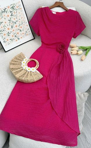 Đầm Tơ Xốp Nhăn Thiết Kế TuTu Store Phù Hợp Đi Làm Dành Cho Nữ - Mã D1159