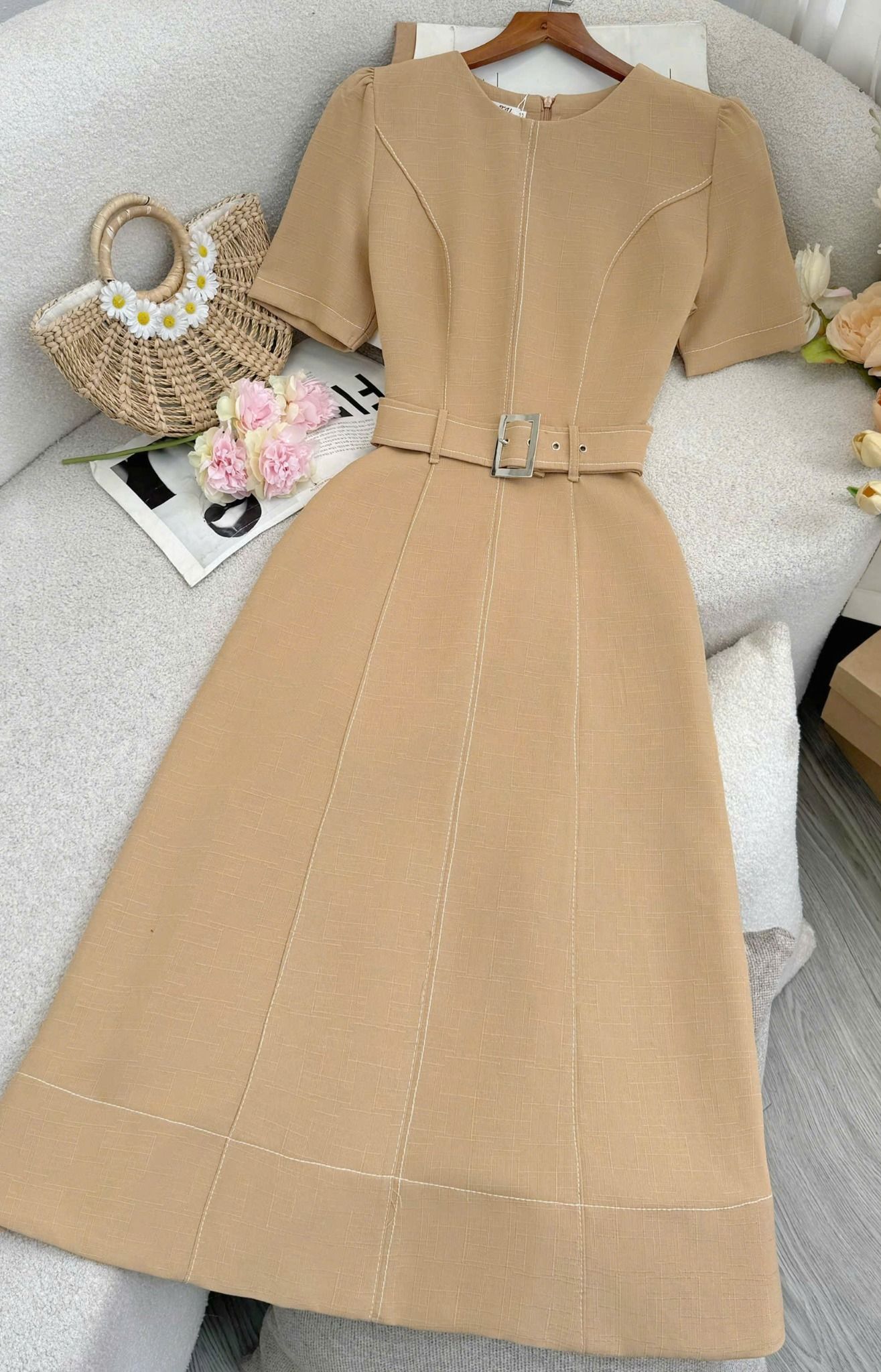 Đầm Bố Lenin Thiết Kế TuTu Store Phù Hợp Đi Làm Dành Cho Nữ - Mã D1108