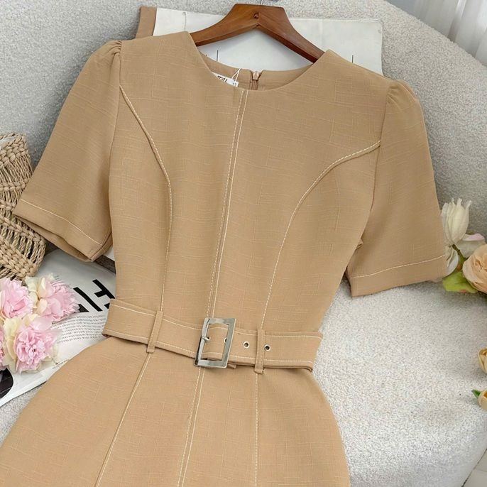 Đầm Bố Lenin Thiết Kế TuTu Store Phù Hợp Đi Làm Dành Cho Nữ - Mã D1108