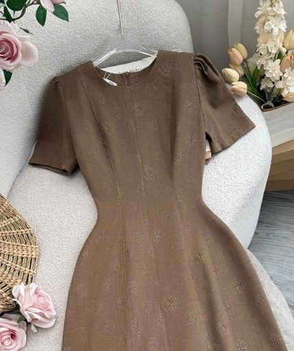 Đầm Bố Dập Hoa Thiết Kế TuTu Store Phù Hợp Đi Làm Dành Cho Nữ - Mã D1110