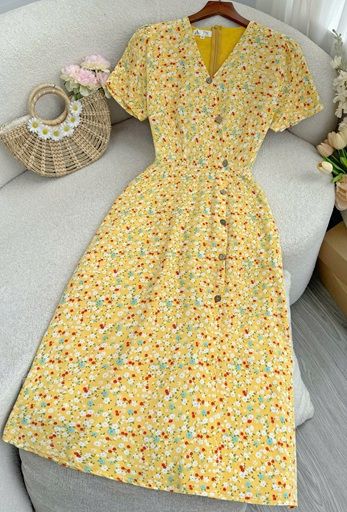 Đầm Lụa Nhật Hoa Nhí Thiết Kế TuTu Store Phù Hợp Đi Chơi Dành Cho Nữ - Mã D1115