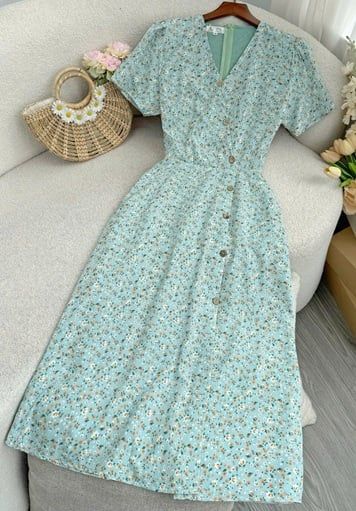 Đầm Lụa Nhật Hoa Nhí Thiết Kế TuTu Store Phù Hợp Đi Chơi Dành Cho Nữ - Mã D1115