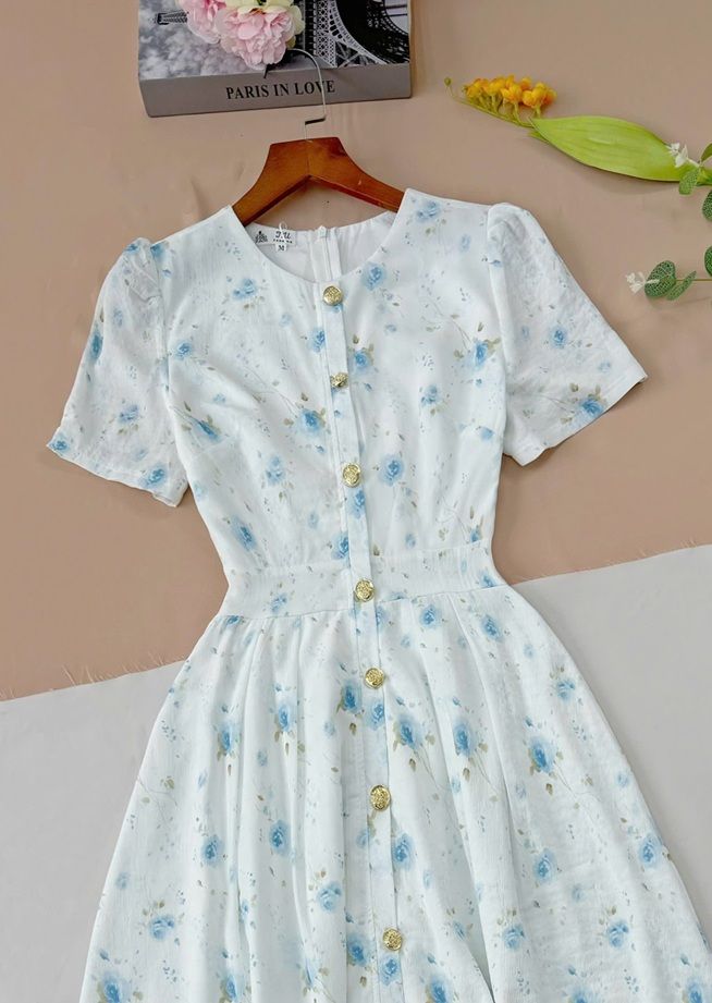 Váy Tiểu Thư Cổ Tròn Voan Nhật Phù Hợp Đi Chơi Thiết Kế TuTu Store Dành Cho Nữ - Mã D1063