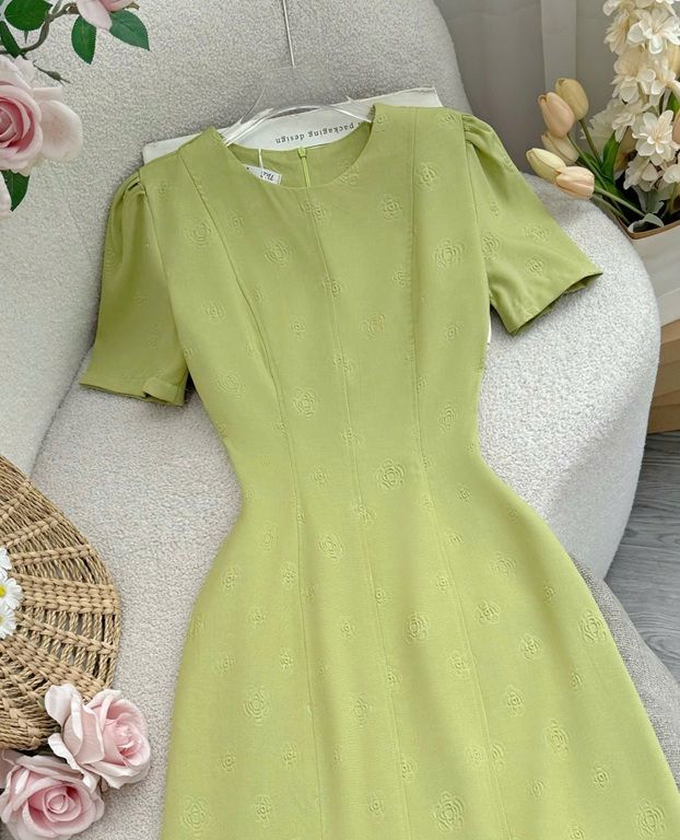 Đầm Bố Dập Hoa Thiết Kế TuTu Store Phù Hợp Đi Làm Dành Cho Nữ - Mã D1110