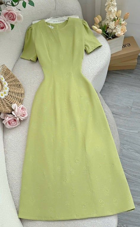 Đầm Bố Dập Hoa Thiết Kế TuTu Store Phù Hợp Đi Làm Dành Cho Nữ - Mã D1110