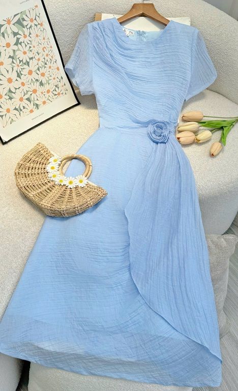 Đầm Tơ Xốp Nhăn Thiết Kế TuTu Store Phù Hợp Đi Làm Dành Cho Nữ - Mã D1159