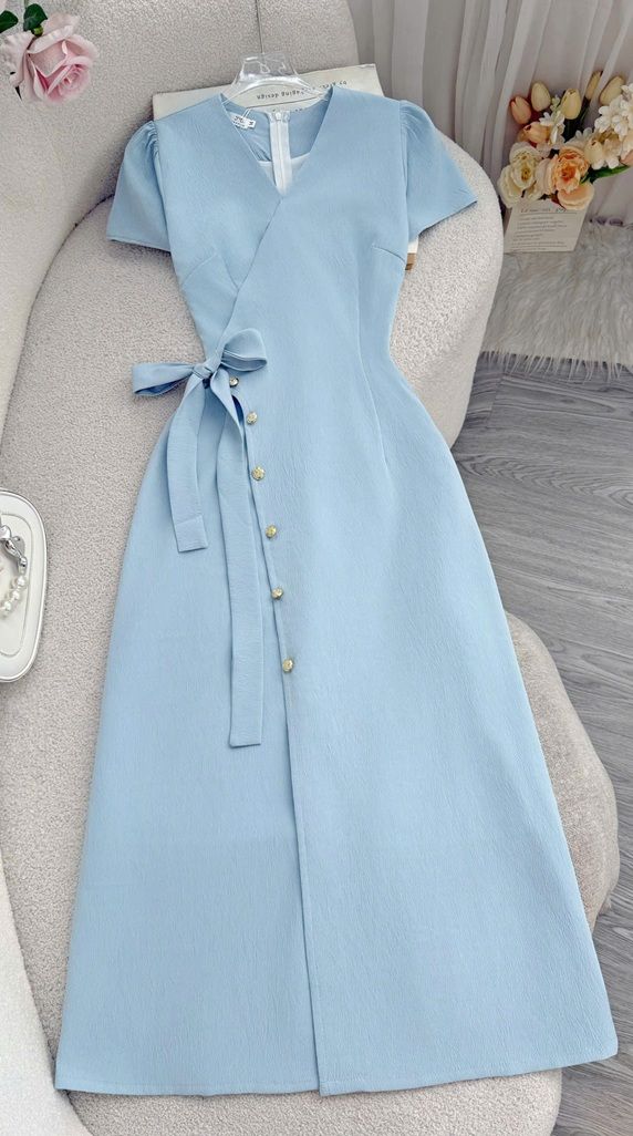 Váy Cotton Xốp Cổ V Phù Hợp Đi Làm Thiết Kế TuTu Store Dành Cho Nữ -Mã D1065