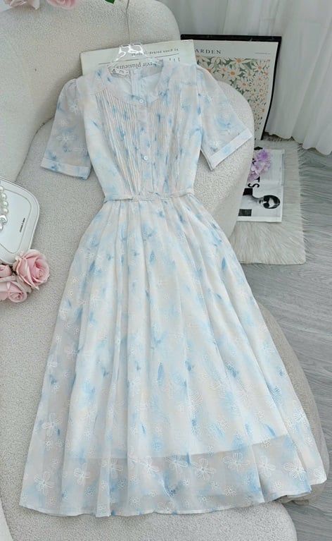 Váy Voan Tơ Thêu Thiết Kế TuTu Store Dành Cho Nữ - Mã D968