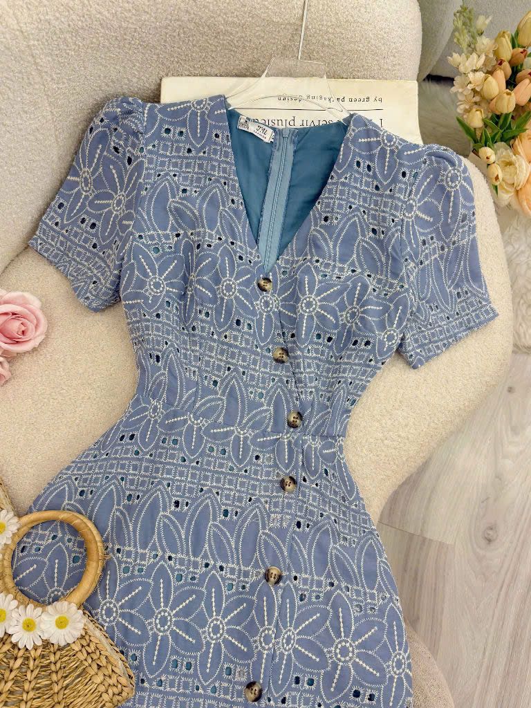 Váy Kate Cotton Cổ V Thiết Kế TuTu Store thích hợp đi tiệc - Mã D825