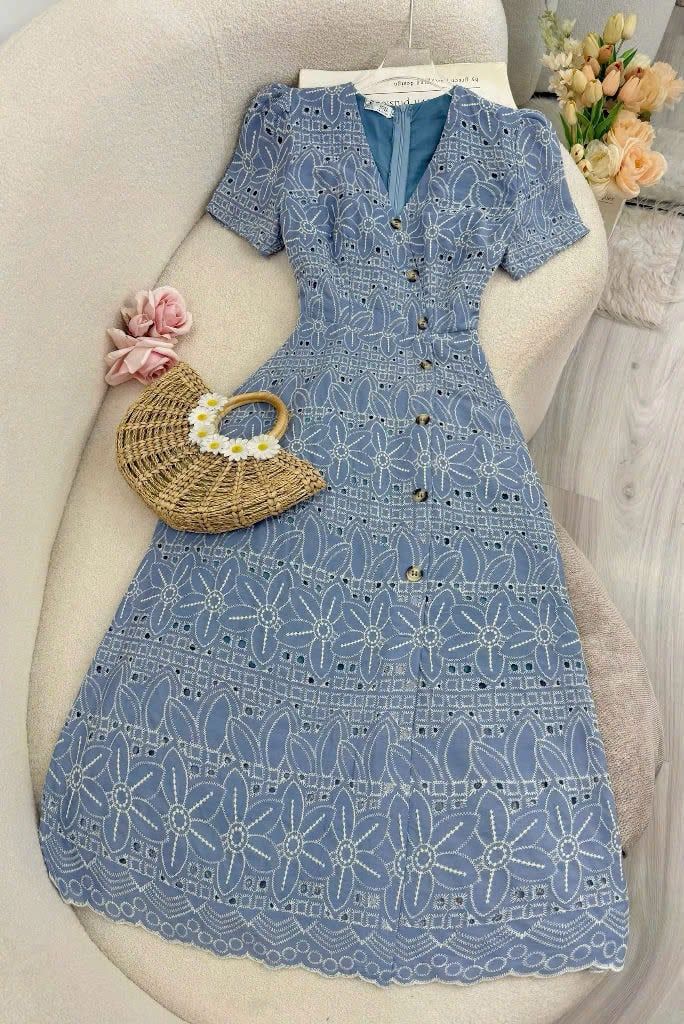Váy Kate Cotton Cổ V Thiết Kế TuTu Store thích hợp đi tiệc - Mã D825