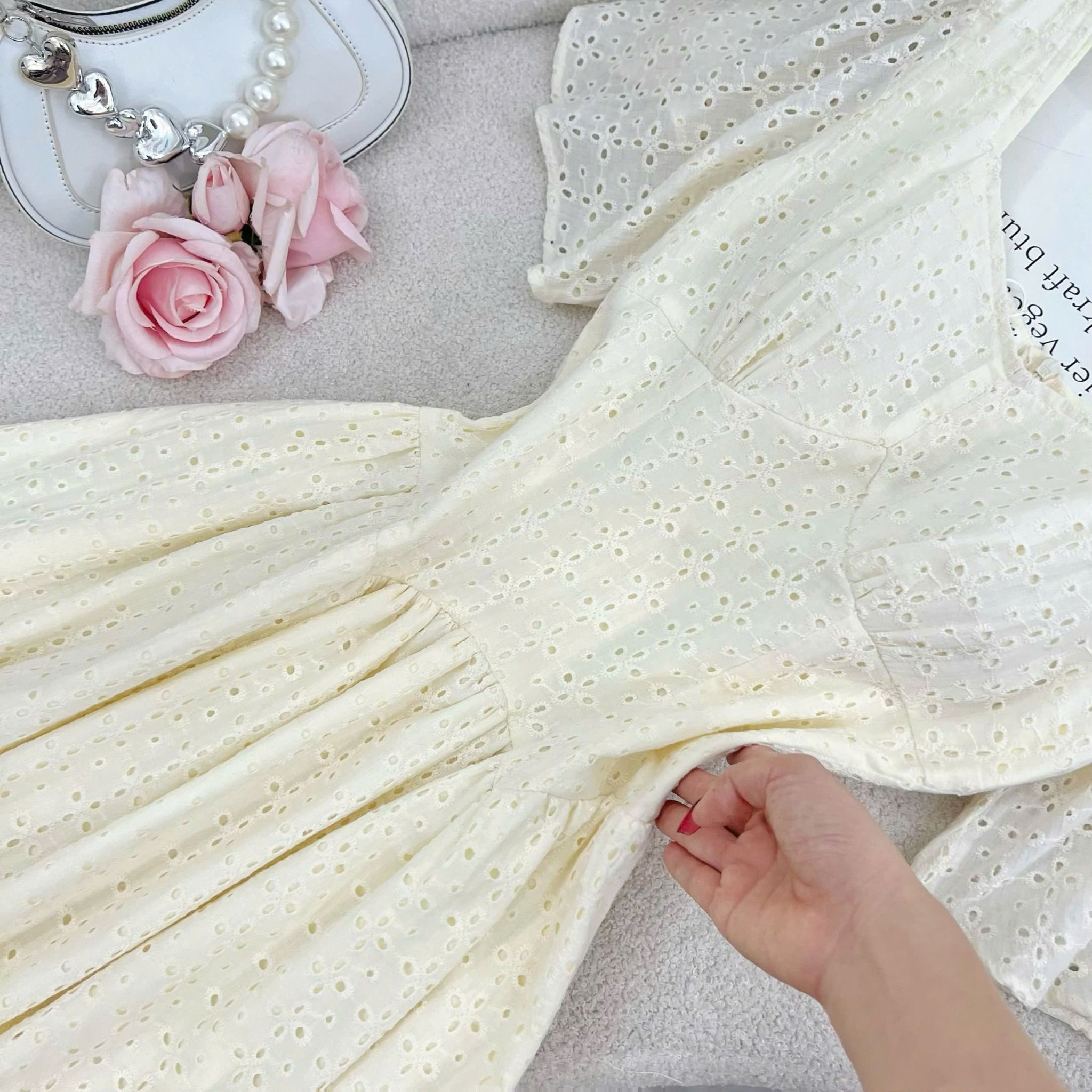 Váy Kate Thêu Cổ Vuông Thiết Kế TuTu Store Dành Cho Nữ - Mã D845