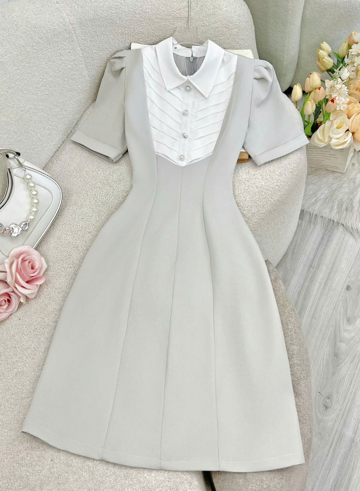 Váy Cotton Hàn Form Lửng Thiết Kế TuTu Store Dành Cho Nữ - Mã D874