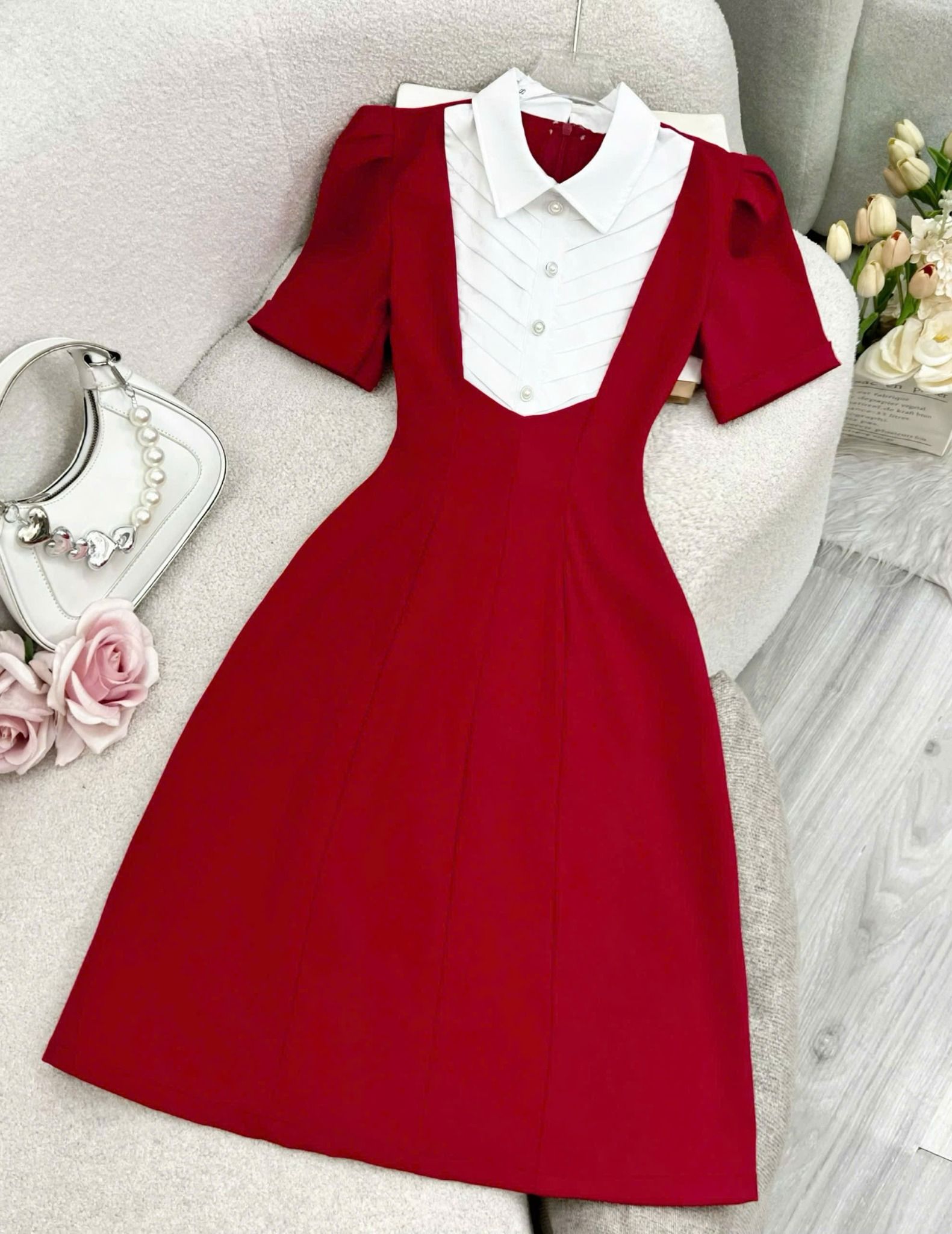 Váy Cotton Hàn Form Lửng Thiết Kế TuTu Store Dành Cho Nữ - Mã D874