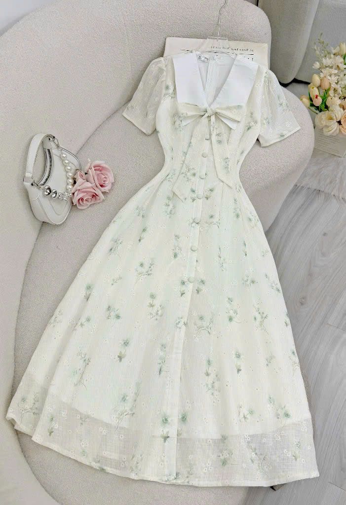 Váy Sang Voan Thêu Thiết Kế TuTu Store Dành Cho Nữ - Mã D876