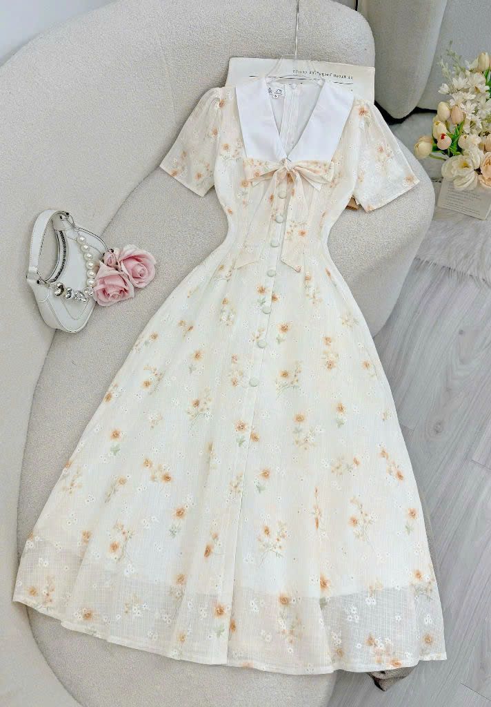 Váy Sang Voan Thêu Thiết Kế TuTu Store Dành Cho Nữ - Mã D876